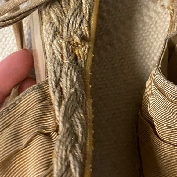 STUART WEITZMAN Beige leather Fabric Ankle Tie Espadrille Sandals SZ 6.5 - Picture 5 of 13